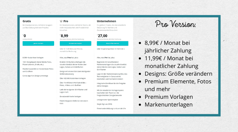 Canva Tutorial - Preis