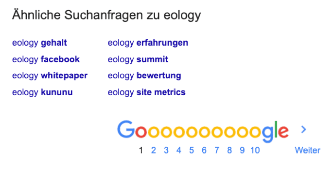 Google Keyword Planer - Ähnliche Suchanfragen Grafik