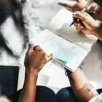 Hand writing on a notebook