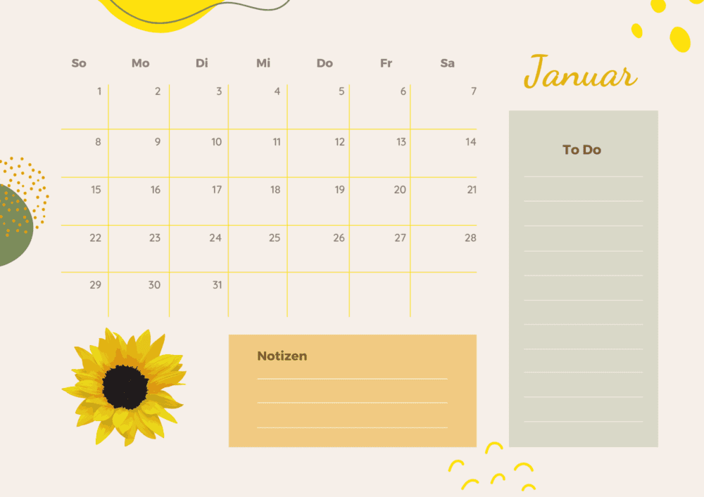 Kalender Sonnenblume